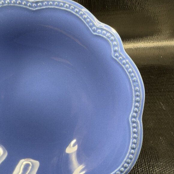 Pierre Deux Blue Ceramic Deep Dish Bowls Set 4 Beaded Edges Bowls Portugal VTG - Picture 12 of 16